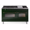 ILVE 60-Inch Nostalgie II Propane Gas Dual Fuel Range with 9 Burners, Griddle and Triple Glass Door Oven in Emerald Green with Bronze Trim (UP60FNMPEGBLP)