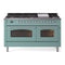 ILVE Nostalgie II 60-Inch Freestanding Natural Gas Dual Fuel Range in Mediterranean Mint with Chrome Trim (UP60FNMPMMC)