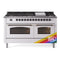 ILVE 60-Inch Nostalgie II Natural Gas Dual Fuel Range with 9 Burners, Griddle and Triple Glass Door Oven in Custom RAL with Bronze Trim (UP60FNMPRAB)