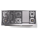 ILVE 60-Inch Nostalgie II Natural Gas Dual Fuel Range with 9 Burners, Griddle and Triple Glass Door Oven in Custom RAL with Bronze Trim (UP60FNMPRAB)
