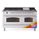 ILVE 60-Inch Nostalgie II Natural Gas Dual Fuel Range with 9 Burners, Griddle and Triple Glass Door Oven in Custom RAL with Chrome Trim (UP60FNMPRAC)