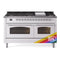 ILVE 60-Inch Nostalgie II Natural Gas Dual Fuel Range with 9 Burners, Griddle and Triple Glass Door Oven in Custom RAL with Chrome Trim (UP60FNMPRAC)