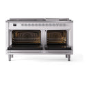 ILVE 60-Inch Nostalgie II Natural Gas Dual Fuel Range with 9 Burners, Griddle and Triple Glass Door Oven in Custom RAL with Chrome Trim (UP60FNMPRAC)