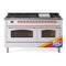 ILVE 60-Inch Nostalgie II Natural Gas Dual Fuel Range with 9 Burners, Griddle and Triple Glass Door Oven in Custom RAL with Copper Trim (UP60FNMPRAP)