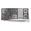 ILVE 60-Inch Nostalgie II Natural Gas Dual Fuel Range with 9 Burners, Griddle and Triple Glass Door Oven in Custom RAL with Copper Trim (UP60FNMPRAP)