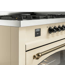 ILVE 60-Inch Nostalgie II Propane Gas Dual Fuel Range with 9 Burners, Griddle and Triple Glass Door Oven in Antique White with Bronze Trim (UP60FNMPAWBLP)