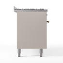 ILVE 60-Inch Nostalgie II Natural Gas Dual Fuel Range with 9 Burners, Griddle and Triple Glass Door Oven in Antique White with Bronze Trim (UP60FNMPAWB)