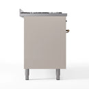 ILVE 60-Inch Nostalgie II Propane Gas Dual Fuel Range with 9 Burners, Griddle and Triple Glass Door Oven in Antique White with Bronze Trim (UP60FNMPAWBLP)