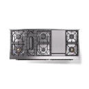 ILVE 60-Inch Nostalgie II Propane Gas Dual Fuel Range with 9 Burners, Griddle and Triple Glass Door Oven in Antique White with Bronze Trim (UP60FNMPAWBLP)