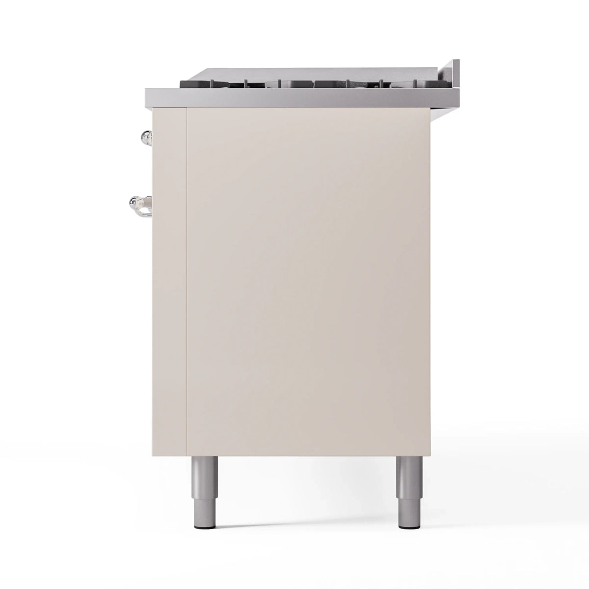 Antique white dual fuel gas range back panel with vented top and rear fittings