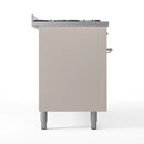 ILVE 60-Inch Nostalgie II Propane Gas Dual Fuel Range with 9 Burners, Griddle and Triple Glass Door Oven in Antique White with Chrome Trim (UP60FNMPAWCLP)