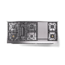 ILVE 60-Inch Nostalgie II Natural Gas Dual Fuel Range with 9 Burners, Griddle and Triple Glass Door Oven in Antique White with Chrome Trim (UP60FNMPAWC)