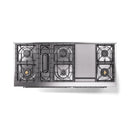 ILVE 60-Inch Nostalgie II Propane Gas Dual Fuel Range with 9 Burners, Griddle and Triple Glass Door Oven in Antique White with Chrome Trim (UP60FNMPAWCLP)