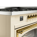 ILVE 60-Inch Nostalgie II Noblesse Natural Gas Dual Fuel Range   in Antique White with Brass Trim (UN60FNMPAWG)