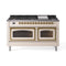 ILVE 60-Inch Nostalgie II Noblesse Natural Gas Dual Fuel Range   in Antique White with Brass Trim (UN60FNMPAWG)