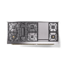 ILVE 60-Inch Nostalgie II Propane Gas Dual Fuel Range with 9 Burners, Griddle and Triple Glass Door Oven in Antique White with Brass Trim (UP60FNMPAWGLP)