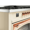 ILVE 60-Inch Nostalgie II Noblesse Natural Gas Dual Fuel Range   in Antique White with Copper Trim (UN60FNMPAWP)