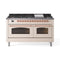 ILVE 60-Inch Nostalgie II Propane Gas Dual Fuel Range with 9 Burners, Griddle and Triple Glass Door Oven in Antique White with Copper Trim (UP60FNMPAWPLP)
