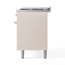 ILVE 60-Inch Nostalgie II Propane Gas Dual Fuel Range with 9 Burners, Griddle and Triple Glass Door Oven in Antique White with Copper Trim (UP60FNMPAWPLP)