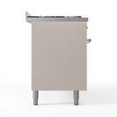 ILVE 60-Inch Nostalgie II Propane Gas Dual Fuel Range with 9 Burners, Griddle and Triple Glass Door Oven in Antique White with Copper Trim (UP60FNMPAWPLP)