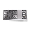 ILVE 60-Inch Nostalgie II Propane Gas Dual Fuel Range with 9 Burners, Griddle and Triple Glass Door Oven in Antique White with Copper Trim (UP60FNMPAWPLP)