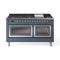 ILVE 60-Inch Nostalgie II Noblesse Natural Gas Dual Fuel Range   in Blue Grey with Chrome Trim (UN60FNMPBGC)
