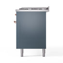 ILVE 60-Inch Nostalgie II Propane Gas Dual Fuel Range with 9 Burners, Griddle and Triple Glass Door Oven in Blue Grey with Copper Trim (UP60FNMPBGPLP)