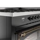 ILVE 60-Inch Nostalgie II Noblesse Natural Gas Dual Fuel Range   in Glossy Black with Bronze Trim (UN60FNMPBKB)