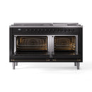 ILVE 60-Inch Nostalgie II Propane Gas Dual Fuel Range with 9 Burners, Griddle and Triple Glass Door Oven in Glossy Black with Bronze Trim (UP60FNMPBKBLP)