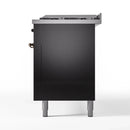 ILVE 60-Inch Nostalgie II Propane Gas Dual Fuel Range with 9 Burners, Griddle and Triple Glass Door Oven in Glossy Black with Bronze Trim (UP60FNMPBKBLP)