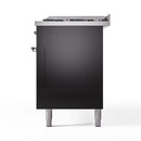 ILVE 60-Inch Nostalgie II Natural Gas Dual Fuel Range with 9 Burners, Griddle and Triple Glass Door Oven in Glossy Black with Chrome Trim (UP60FNMPBKC)
