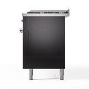 ILVE 60-Inch Nostalgie II Propane Gas Dual Fuel Range with 9 Burners, Griddle and Triple Glass Door Oven in Glossy Black with Chrome Trim (UP60FNMPBKCLP)