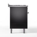 ILVE 60-Inch Nostalgie II Natural Gas Dual Fuel Range with 9 Burners, Griddle and Triple Glass Door Oven in Glossy Black with Chrome Trim (UP60FNMPBKC)