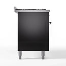ILVE 60-Inch Nostalgie II Propane Gas Dual Fuel Range with 9 Burners, Griddle and Triple Glass Door Oven in Glossy Black with Chrome Trim (UP60FNMPBKCLP)
