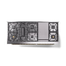 ILVE 60-Inch Nostalgie II Propane Gas Dual Fuel Range with 9 Burners, Griddle and Triple Glass Door Oven in Glossy Black with Brass Trim (UP60FNMPBKGLP)