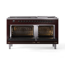 ILVE 60-Inch Nostalgie II Propane Gas Dual Fuel Range with 9 Burners, Griddle and Triple Glass Door Oven in Burgundy with Bronze Trim (UP60FNMPBUBLP)