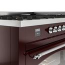 ILVE 60-Inch Nostalgie II Propane Gas Dual Fuel Range with 9 Burners, Griddle and Triple Glass Door Oven in Burgundy with Chrome Trim (UP60FNMPBUCLP)
