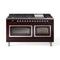 ILVE 60-Inch Nostalgie II Noblesse Dual Fuel Range with 9 Sealed Burners, Griddle, Triple Glass Door Oven in Burgundy with Chrome Trim (UN60FNMPBUC)