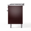 ILVE 60-Inch Nostalgie II Propane Gas Dual Fuel Range with 9 Burners, Griddle and Triple Glass Door Oven in Burgundy with Chrome Trim (UP60FNMPBUCLP)