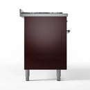 ILVE 60-Inch Nostalgie II Propane Gas Dual Fuel Range with 9 Burners, Griddle and Triple Glass Door Oven in Burgundy with Chrome Trim (UP60FNMPBUCLP)