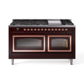 ILVE 60-Inch Nostalgie II Noblesse Natural Gas Dual Fuel Range   in Burgundy with Copper Trim (UN60FNMPBUP)