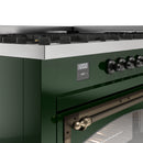 ILVE 60-Inch Nostalgie II Noblesse Natural Gas Dual Fuel Range   in Emerald Green with Bronze Trim (UN60FNMPEGB)