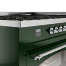 ILVE 60-Inch Nostalgie II Propane Gas Dual Fuel Range with 9 Burners, Griddle and Triple Glass Door Oven in Emerald Green with Chrome Trim (UP60FNMPEGCLP)