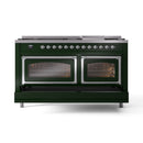 ILVE 60-Inch Nostalgie II Noblesse Natural Gas Dual Fuel Range   in Emerald Green with Chrome Trim (UN60FNMPEGC)