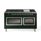 ILVE 60-Inch Nostalgie II Noblesse Dual Fuel Range with 9 Sealed Burners, Griddle, Triple Glass Door Oven in Emerald Green with Chrome Trim (UN60FNMPEGC)