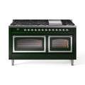 ILVE 60-Inch Nostalgie II Noblesse Natural Gas Dual Fuel Range   in Emerald Green with Chrome Trim (UN60FNMPEGC)
