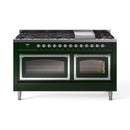 ILVE 60-Inch Nostalgie II Noblesse Natural Gas Dual Fuel Range   in Emerald Green with Chrome Trim (UN60FNMPEGC)