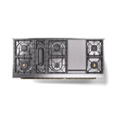 ILVE 60-Inch Nostalgie II Natural Gas Dual Fuel Range with 9 Burners, Griddle and Triple Glass Door Oven in Emerald Green with Brass Trim (UP60FNMPEGG)