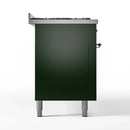 ILVE 60-Inch Nostalgie II Propane Gas Dual Fuel Range with 9 Burners, Griddle and Triple Glass Door Oven in Emerald Green with Copper Trim (UP60FNMPEGPLP)