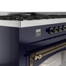 ILVE 60-Inch Nostalgie II Noblesse Natural Gas Dual Fuel Range   in Midnight Blue with Bronze Trim (UN60FNMPMBB)